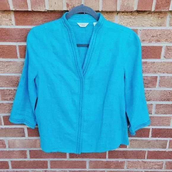 Laura Ashley Petite Women's Size Medium 100% Linen Kimono Style Jacket - Picture 1 of 8